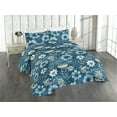 thumbnail image 1 of Ambesonne Floral Design Quilted Bedspread Set 3 Pcs, Aquatic Colors Flower, Queen, Sea Blue Eggshell, 1 of 4
