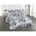thumbnail image 1 of Ambesonne Floral Design Quilted Bedspread Set 3 Pcs, Bitonal Asian Bloom, Twin, White and Purpleblue, 1 of 4