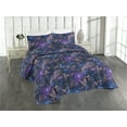 thumbnail image 1 of Ambesonne Floral Design Quilted Bedspread Set 3 Pcs, Dreamy Flowers Gothic, Twin, Violet Dark Violet Rose, 1 of 4
