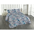 thumbnail image 1 of Ambesonne Floral Design Quilted Bedspread Set 3 Pcs, Dreamy Vintage Flower, King, Sea Blue Pale Eggplant, 1 of 4
