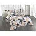 thumbnail image 1 of Ambesonne Floral Design Quilted Bedspread Set 3 Pcs, Geometric Lozen Rose, King, White Charcoal Grey Amber, 1 of 4
