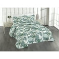 thumbnail image 1 of Ambesonne Floral Design Quilted Bedspread Set 3 Pcs, Greenish Rose Flowers, Twin, Sea Green Mint Green, 1 of 4
