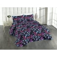 thumbnail image 1 of Ambesonne Floral Design Quilted Bedspread Set 3 Pcs, Grunge Lilac Pattern, Twin, Magenta Pale Purple Plum, 1 of 4