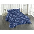 thumbnail image 1 of Ambesonne Floral Design Quilted Bedspread Set 3 Pcs, Inverted Colors Flora, King, Indigo Sky Blue Violet, 1 of 4