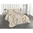 thumbnail image 1 of Ambesonne Floral Design Quilted Bedspread Set 3 Pcs, Neutral Petals Print, King, Taupe Warm Taupe, 1 of 4
