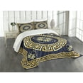 thumbnail image 1 of Ambesonne Floral Design Quilted Bedspread Set 3 Pcs, Retro Spring Meander, King Size, Indigo Yellow, 1 of 5