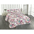 thumbnail image 1 of Ambesonne Floral Design Quilted Bedspread Set 3 Pcs, Spring Dreamy Flowers, Queen, Magenta Turquoise Blush, 1 of 4