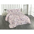 thumbnail image 1 of Ambesonne Floral Design Quilted Bedspread Set 3 Pcs, Springtime Flowers, Queen, Rose Lavender Maroon, 1 of 4