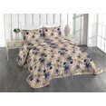 thumbnail image 1 of Ambesonne Floral Design Quilted Coverlet 2 Pcs, Bohemian Autumn Bloom, Twin Size, Dark Ceil Blue Eggshell, 1 of 4