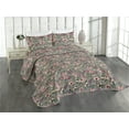 thumbnail image 1 of Ambesonne Floral Design Quilted Coverlet 3 Pcs, Flowers Aquarelle Art, Queen Size, Taupe Grey Dried Rose, 1 of 4
