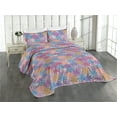 thumbnail image 1 of Ambesonne Floral Design Quilted Coverlet 3 Pcs, Flowers Psychedelic, King Size, Violet Deep Sky Blue, 1 of 4