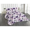 thumbnail image 1 of Ambesonne Floral Design Quilted Coverlet 3 Pcs, Garden Scene Flowers, King Size, Pale Pink Pale Grey Plum, 1 of 4
