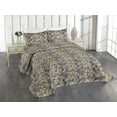 thumbnail image 1 of Ambesonne Floral Design Quilted Coverlet 3 Pcs, Grunge Blooming Art, Queen Size, Apple Green Purple Grey, 1 of 4