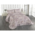 thumbnail image 1 of Ambesonne Floral Design Quilted Coverlet 3 Pcs, Linear Vintage Damask, Queen Size, Pale Ruby Pale Sepia, 1 of 4