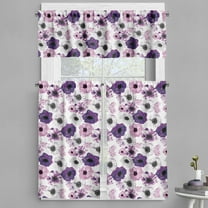 Ambesonne Floral Design Valance & Curtain, Garden Scene Flowers, 55"x24", Pale Pink Pale Grey Plum