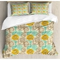 thumbnail image 1 of Ambesonne Floral Duvet Cover Set, Abstract Carnations Art, Calking, Tan Turquoise Marigold, 1 of 3