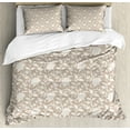 thumbnail image 1 of Ambesonne Floral Duvet Cover Set, Abstract Pattern Leaves, Queen, Tan Cream, 1 of 6