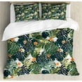 thumbnail image 1 of Ambesonne Floral Duvet Cover Set, Botanic Tropic Leaves, 2-Calking, Green and White, 1 of 6