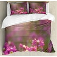 thumbnail image 1 of Ambesonne Floral Duvet Cover Set, Close Shot Sunny Picturesque, 2-Calking, Fuchsia Multicolor, 1 of 7