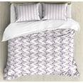 thumbnail image 1 of Ambesonne Floral Duvet Cover Set, Crocus Flower Sketch Art, Calking, Eggplant Mustard White, 1 of 3