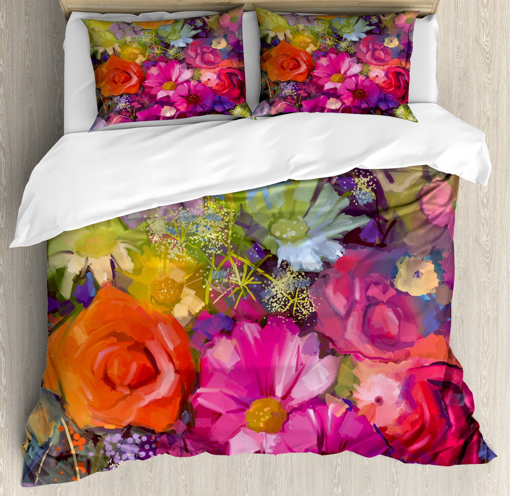 King Multicolor Floral Duvet Cover Set with Pillow Shams