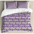 thumbnail image 1 of Ambesonne Floral Duvet Cover Set, Digital Flowers Composition, Calking, Pale Tan Violet, 1 of 3