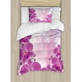 thumbnail image 1 of Ambesonne Floral Duvet Cover Set, Exotic Orchid Flowers, Twin, Purple Pale Pink Blue, 1 of 3