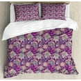 thumbnail image 1 of Ambesonne Floral Duvet Cover Set, Flowers and Mandala Art, Queen, Mauve Green, 1 of 3