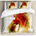 thumbnail image 1 of Ambesonne Floral Duvet Cover Set, Girl Abstract Lady, 2-Calking, Eggshell Orange, 1 of 7