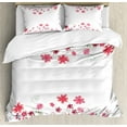 thumbnail image 1 of Ambesonne Floral Duvet Cover Set, Herbs Blossoms Bridal, 2-Calking, Pink Green White, 1 of 7