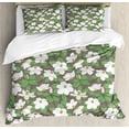 thumbnail image 1 of Ambesonne Floral Duvet Cover Set, Magnolia Flower Branches, 2-Calking, Green Brown and Multicolor, 1 of 7