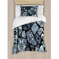 thumbnail image 1 of Ambesonne Floral Duvet Cover Set, Modern Geometric Shapes, Twin, Bluegrey Black White, 1 of 3