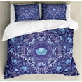 thumbnail image 1 of Ambesonne Floral Duvet Cover Set, Oriental Circular Design, King, Navy Blue White and Blue, 1 of 3