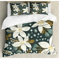 thumbnail image 1 of Ambesonne Floral Duvet Cover Set, Poinsettia Blossoms Art, Calking, White and Caramel, 1 of 3