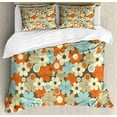 thumbnail image 1 of Ambesonne Floral Duvet Cover Set, Retro Simple Flowers, 2-Calking, Multicolor, 1 of 7