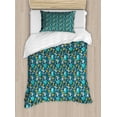 thumbnail image 1 of Ambesonne Floral Duvet Cover Set, Spring Growth Meadow Design, Twin, Dark Teal and Pale Orange, 1 of 3
