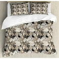 thumbnail image 1 of Ambesonne Floral Duvet Cover Set, Vintage Plant Soft Color, Calking, Tan Black, 1 of 3