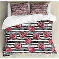 thumbnail image 1 of Ambesonne Floral Duvet Cover Set, Watercolor Modern Flowers, 2-Calking, White Black Coral, 1 of 3