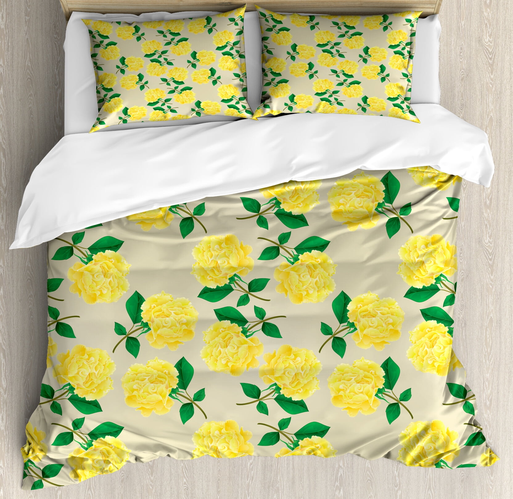 Ambesonne Floral Duvet Cover Set, Yellow Cloves with Branches, Queen