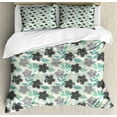 thumbnail image 1 of Ambesonne Floral Duvet Cover Sets, Abstract Nostalgic Retro, 2-King, Charcoal Grey Mint Green, 1 of 7