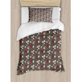 thumbnail image 1 of Ambesonne Floral Duvet Cover Sets, Blooms Leaves Branches, 2-Twin, White Peach Taupe, 1 of 3