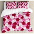 thumbnail image 1 of Ambesonne Floral Duvet Cover Sets, Blossom Common Mallow Flower, 2-Queen, Pink Raspberry White, 1 of 7