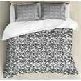thumbnail image 1 of Ambesonne Floral Duvet Cover Sets, Blossoming Garden Streaks, 2-Queen, Charcoal Grey and White, 1 of 6