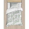 thumbnail image 1 of Ambesonne Floral Duvet Cover Sets, Botanical Twig Branches Art, 2-Twin, Jade Green and Coconut, 1 of 4