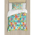 thumbnail image 1 of Ambesonne Floral Duvet Cover Sets, Clover Vivid Design, 2-Twin, Red Turquoise Yellow, 1 of 4
