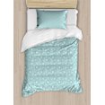 thumbnail image 1 of Ambesonne Floral Duvet Cover Sets, Daisy Blooms Outline Doodle, 2-Twin, Pale Blue Off White, 1 of 4