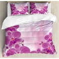 thumbnail image 1 of Ambesonne Floral Duvet Cover Sets, Exotic Orchid Flowers, 2-Queen, Purple Pale Pink Blue, 1 of 7