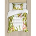 thumbnail image 1 of Ambesonne Floral Duvet Cover Sets, Feijoa Exotic Fruit Floral, 2-Twin, Coral Green, 1 of 4