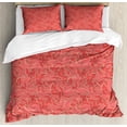 thumbnail image 1 of Ambesonne Floral Duvet Cover Sets, Flowers in Pinkish Colors, 2-Queen, Coral and Pale Peach, 1 of 7