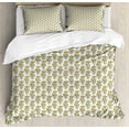thumbnail image 1 of Ambesonne Floral Duvet Cover Sets, Forest Meadow Flowers Motif, 2-King, Mustard Hunter Green, 1 of 3